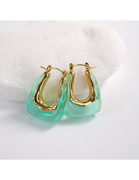 Kolczyki  BOHO TURKUSOWE  LOLITA AKCESORIA stal chirurgiczna , akryl