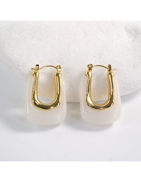 Kolczyki  BOHO BIAŁE LOLITA AKCESORIA stal chirurgiczna , akryl