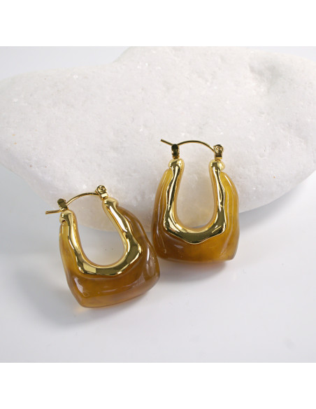 Kolczyki  BOHO BRĄZOWE LOLITA AKCESORIA stal chirurgiczna , akryl