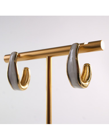 Kolczyki BIAŁE ZAWIJASY LOLITA AKCESORIA STAL...