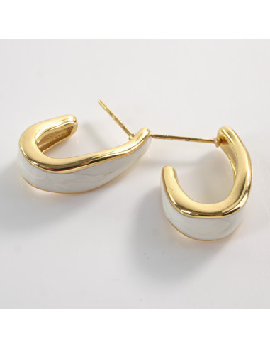 Kolczyki BIAŁE ZAWIJASY LOLITA AKCESORIA STAL...