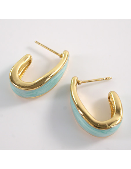 Kolczyki TURKUSOWE  ZAWIJASY LOLITA AKCESORIA STAL CHIRURGICZNA