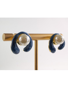 Kolczyki NIEBIESKIE ZAWIJASY Z PERŁĄ LOLITA AKCESORIA... 2