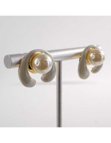 Kolczyki BIAŁE ZAWIJASY Z PERŁĄ LOLITA...