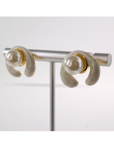 Kolczyki BIAŁE ZAWIJASY Z PERŁĄ LOLITA...