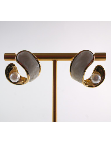 Kolczyki BIAŁE ZAWIJASY Z PERŁĄ LOLITA...