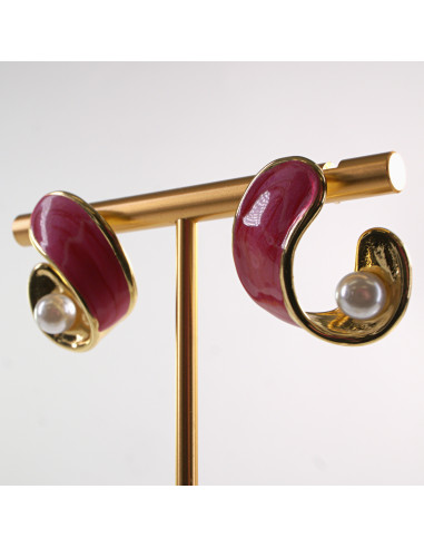 Kolczyki CZERWONE ZAWIJASY Z PERŁĄ LOLITA...