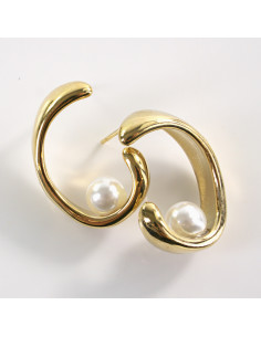 Kolczyki BIAŁE ZAWIJASY Z PERŁĄ LOLITA AKCESORIA STAL...