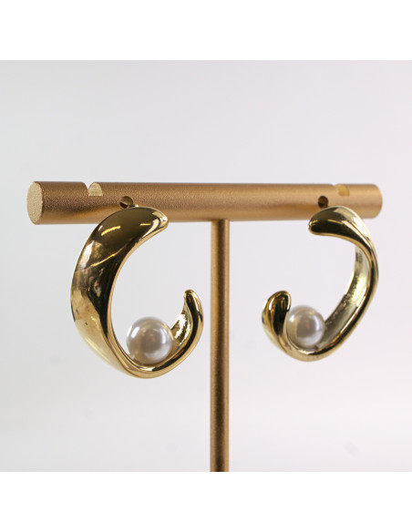 Kolczyki BIAŁE ZAWIJASY Z PERŁĄ LOLITA AKCESORIA STAL CHIRURGICZNA