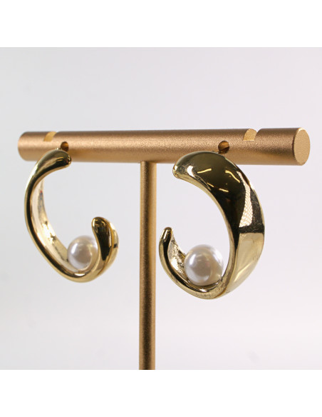 Kolczyki BIAŁE ZAWIJASY Z PERŁĄ LOLITA AKCESORIA STAL CHIRURGICZNA