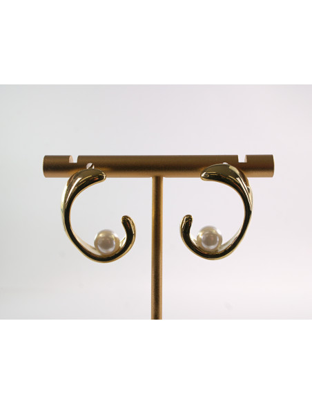 Kolczyki BIAŁE ZAWIJASY Z PERŁĄ LOLITA AKCESORIA STAL CHIRURGICZNA