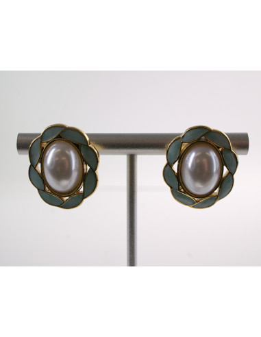 Kolczyki TURKUSOWY  WIANKI Z PERŁĄ LOLITA...