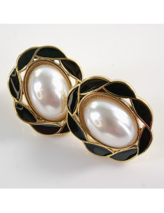 Kolczyki CZARNY  WIANKI Z PERŁĄ LOLITA AKCESORIA STAL...