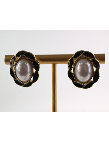 Kolczyki CZARNY  WIANKI Z PERŁĄ LOLITA...