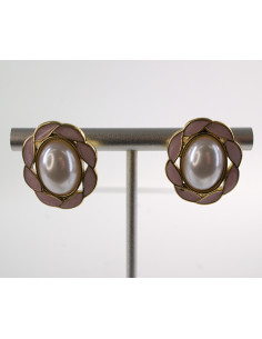 Kolczyki RÓŻOWY WIANKI Z PERŁĄ LOLITA AKCESORIA STAL...