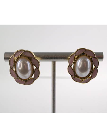 Kolczyki RÓŻOWY WIANKI Z PERŁĄ LOLITA AKCESORIA STAL CHIRURGICZNA