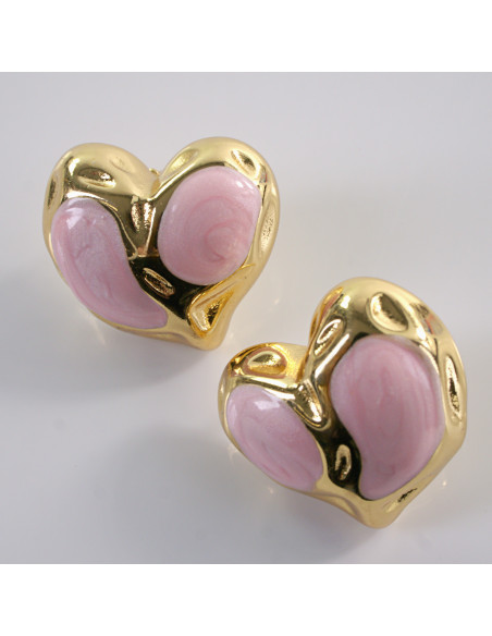 Kolczyki RÓŻOWE SERCE SERCA LOLITA AKCESORIA STAL CHIRURGICZNA