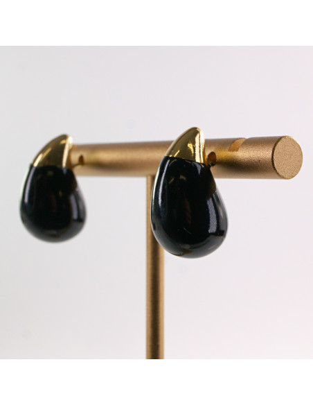 Kolczyki CZARNE KROPLE  LOLITA AKCESORIA STAL CHIRURGICZNA 1,5 cm