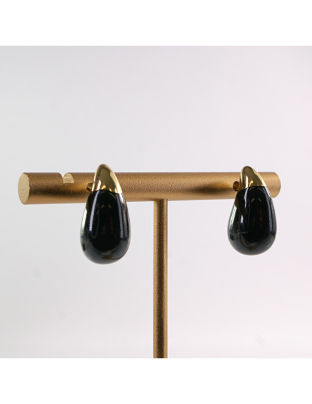 Kolczyki CZARNE KROPLE  LOLITA AKCESORIA STAL CHIRURGICZNA 1,5 cm