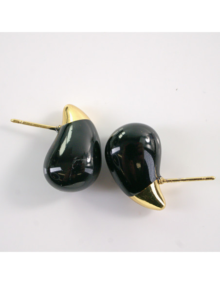 Kolczyki CZARNE KROPLE  LOLITA AKCESORIA STAL CHIRURGICZNA 1,5 cm