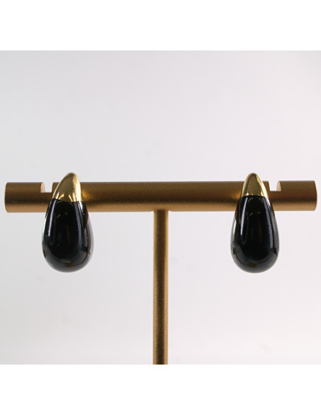 Kolczyki CZARNE KROPLE  LOLITA AKCESORIA STAL CHIRURGICZNA 1,5 cm