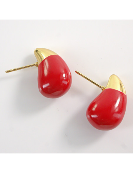 Kolczyki CZERWONE  KROPLE  LOLITA AKCESORIA STAL CHIRURGICZNA 1,5 cm