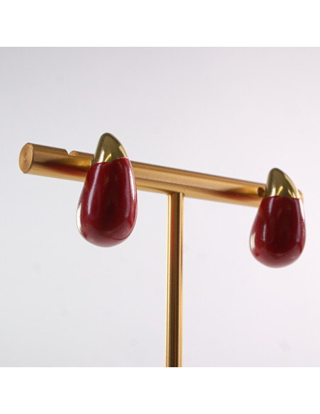 Kolczyki CZERWONE  KROPLE  LOLITA AKCESORIA STAL CHIRURGICZNA 1,5 cm