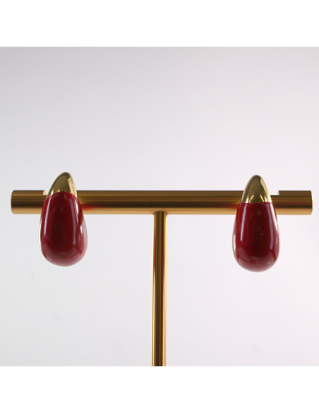 Kolczyki CZERWONE  KROPLE  LOLITA AKCESORIA STAL CHIRURGICZNA 1,5 cm