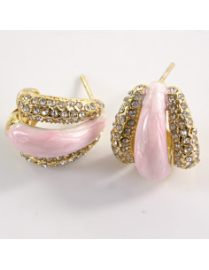 Kolczyki RÓŻOWE ZAWIJASY LOLITA AKCESORIA STAL CHIRURGICZNA