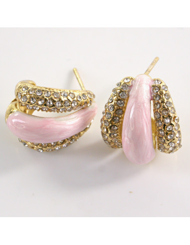 Kolczyki RÓŻOWE ZAWIJASY LOLITA AKCESORIA STAL...