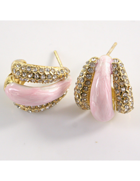 Kolczyki RÓŻOWE ZAWIJASY LOLITA AKCESORIA STAL CHIRURGICZNA