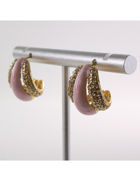 Kolczyki RÓŻOWE ZAWIJASY LOLITA AKCESORIA STAL CHIRURGICZNA