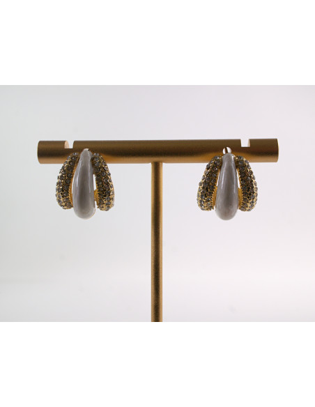 Kolczyki BIAŁY ECRU ZAWIJASY LOLITA AKCESORIA STAL CHIRURGICZNA