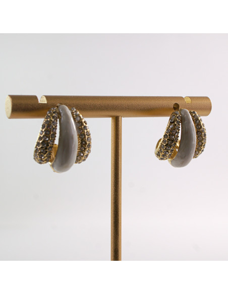 Kolczyki BIAŁY ECRU ZAWIJASY LOLITA AKCESORIA STAL CHIRURGICZNA