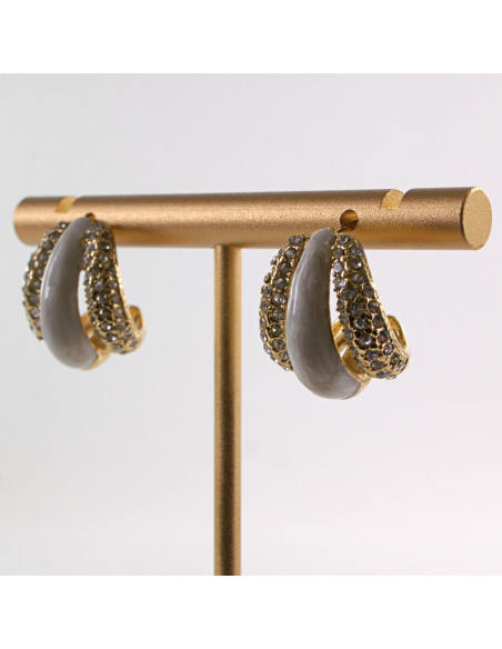 Kolczyki BIAŁY ECRU ZAWIJASY LOLITA AKCESORIA STAL CHIRURGICZNA