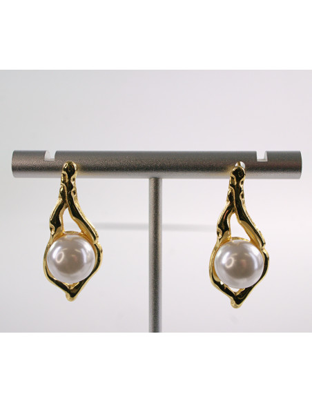 Kolczyki ŁEZKI Z PERŁĄ  LOLITA AKCESORIA STAL CHIRURGICZNA 2,8 CM