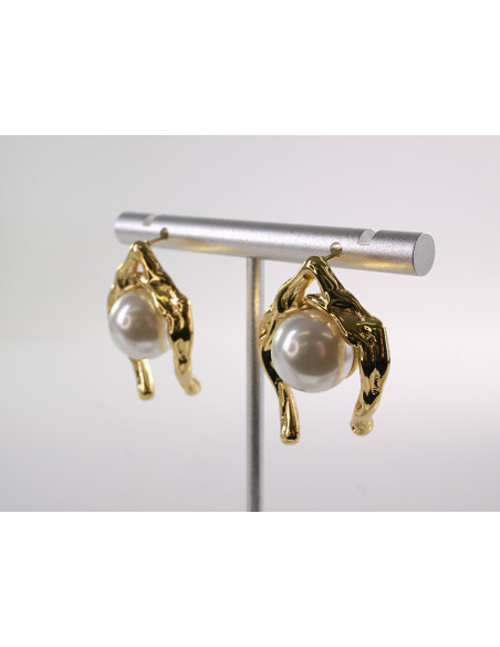 Kolczyki Złote ZAWIJASY Z PERŁĄ  LOLITA AKCESORIA STAL CHIRURGICZNA