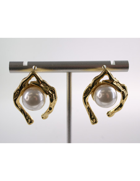 Kolczyki Złote ZAWIJASY Z PERŁĄ  LOLITA AKCESORIA STAL CHIRURGICZNA
