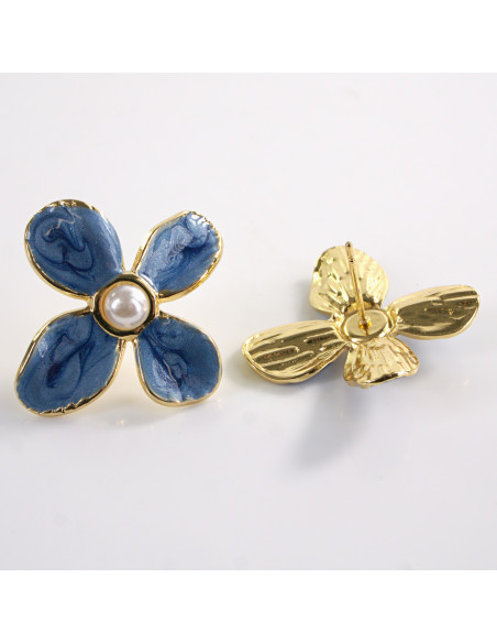 Kolczyki KWIATKI KWIATY   LOLITA AKCESORIA STAL CHIRURGICZNA NIEBIESKI