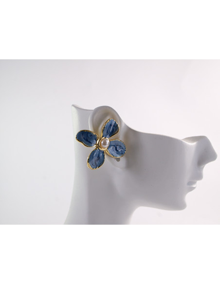 Kolczyki KWIATKI KWIATY   LOLITA AKCESORIA STAL CHIRURGICZNA NIEBIESKI