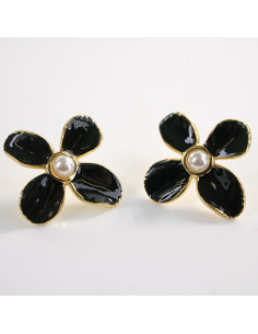 Kolczyki KWIATKI KWIATY CZARNY  LOLITA AKCESORIA STAL...