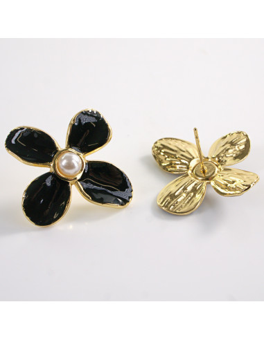 Kolczyki KWIATKI KWIATY CZARNY  LOLITA...