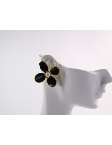 Kolczyki KWIATKI KWIATY CZARNY  LOLITA...