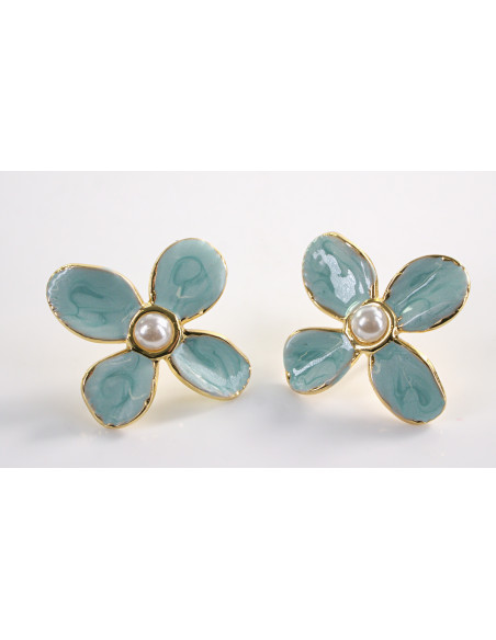 Kolczyki KWIATKI KWIATY TURKUSOWE  LOLITA AKCESORIA STAL CHIRURGICZNA