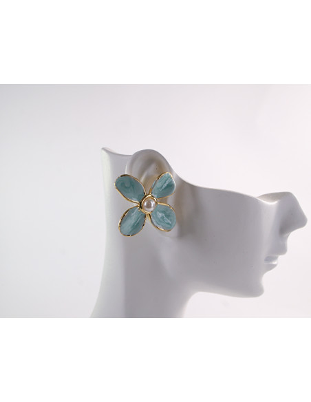 Kolczyki KWIATKI KWIATY TURKUSOWE  LOLITA AKCESORIA STAL CHIRURGICZNA