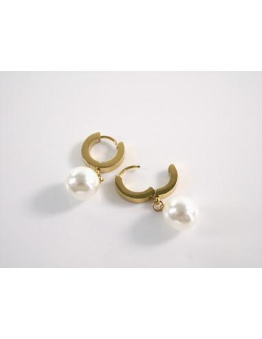 Kolczyki ZŁOTE "KAJDANKI " z perełką  LOLITA...