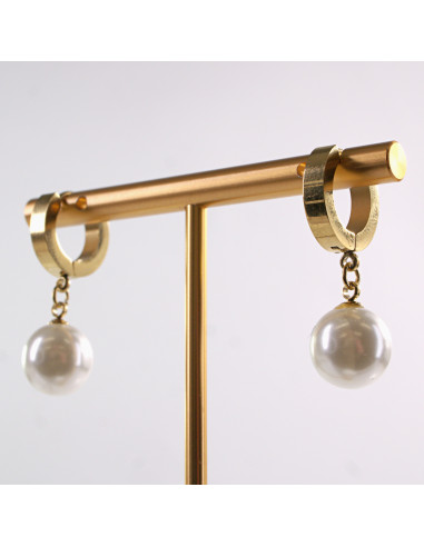 Kolczyki ZŁOTE "KAJDANKI " z perełką  LOLITA...