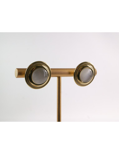 Kolczyki ZŁOTE "GUZIKI" Z KOCIM OKIEM LOLITA...