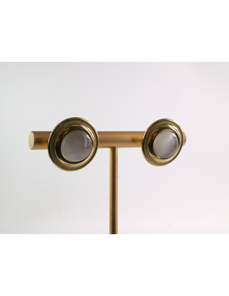 Kolczyki ZŁOTE "GUZIKI" Z KOCIM OKIEM LOLITA AKCESORIA STAL CHIRURGICZNA