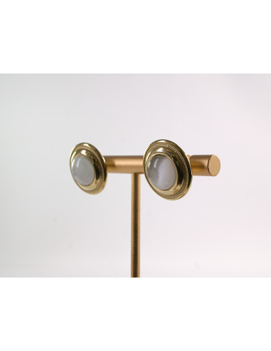 Kolczyki ZŁOTE "GUZIKI" Z KOCIM OKIEM LOLITA...